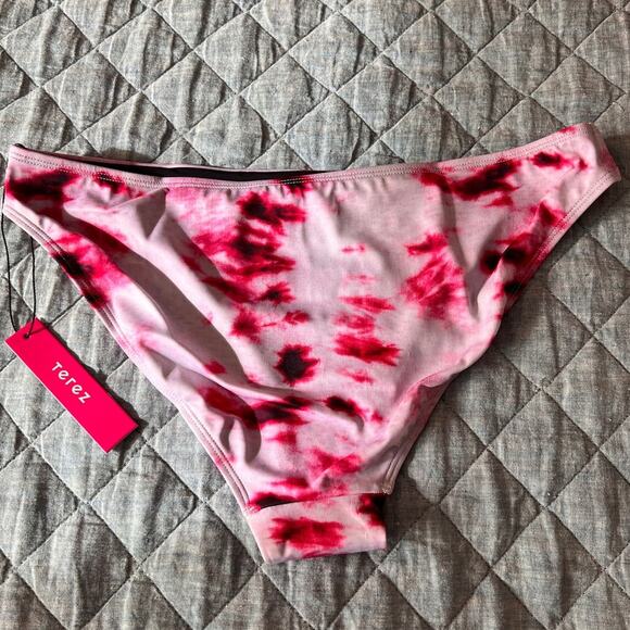 Terez Raspberry Tie Dye Bikini Bottoms Sz Large NWT Pink/White - Picture 3 of 7